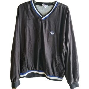 Vintage Converse All Star Chuck Taylor V-Neck Windbreaker Pullover Black XL/2XL